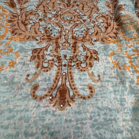 Vtg Y2k INC Burnout Sheer Top S Aqua Baroque Whimsigoth Fairy Going Out Festival - Picture 4 of 9